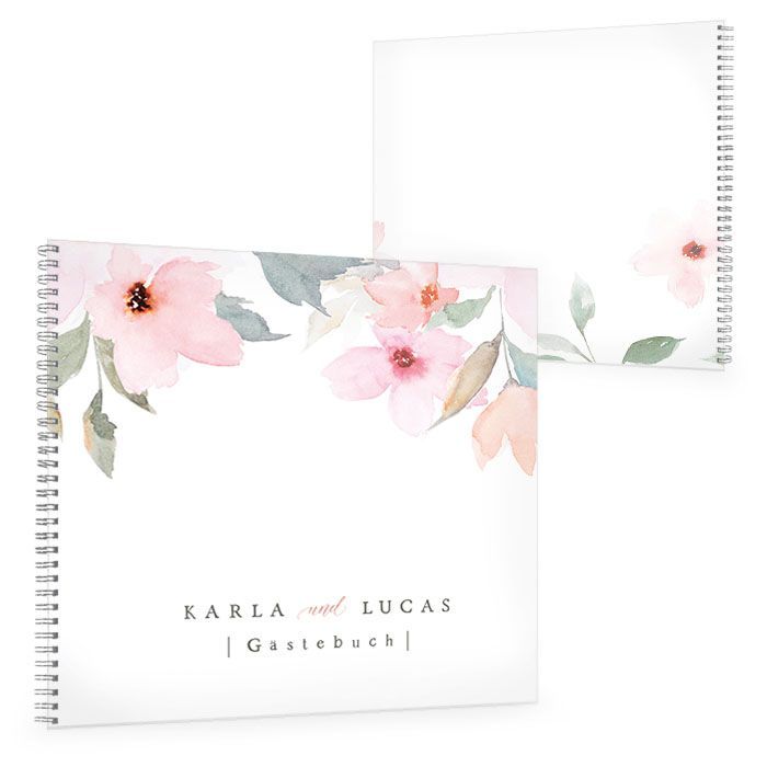 Gästebuch zur Hochzeit im pastellfarbenen Blumen Design