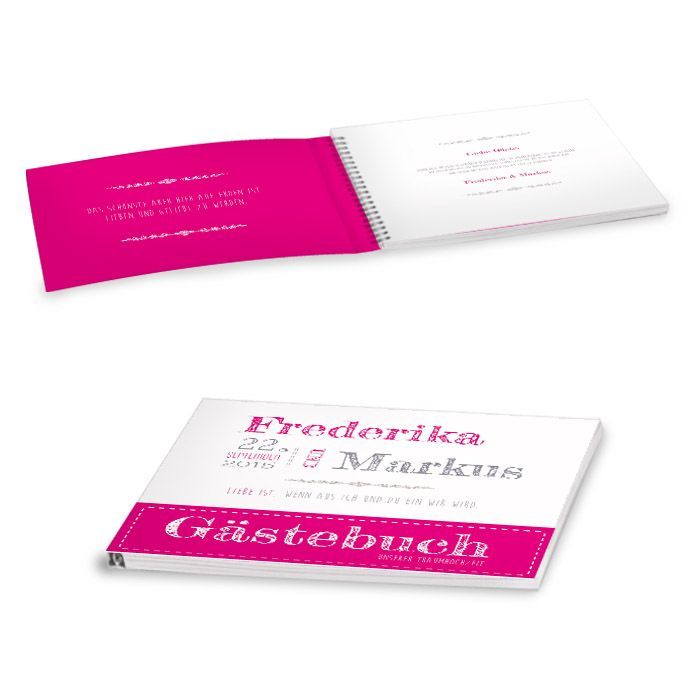 Modernes Gästebuch zur Hochzeit in Pink und Weiß