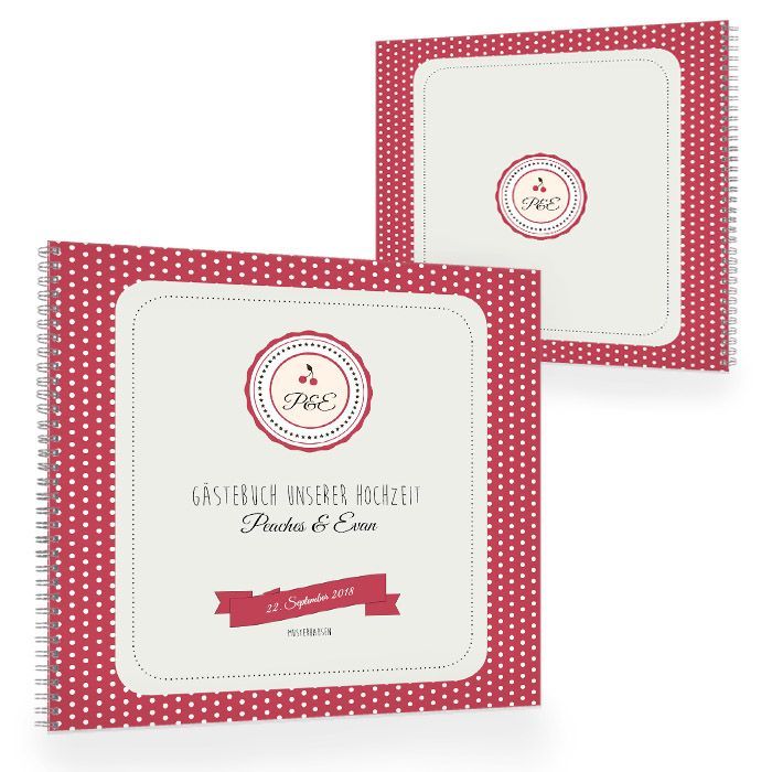 Gästebuch zur Hochzeit im Rockabilly Stil in Rot und Weiß
