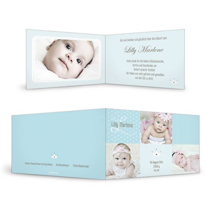 Bezaubernde Geburtskarte Lilly Marlene in Pastelltönen