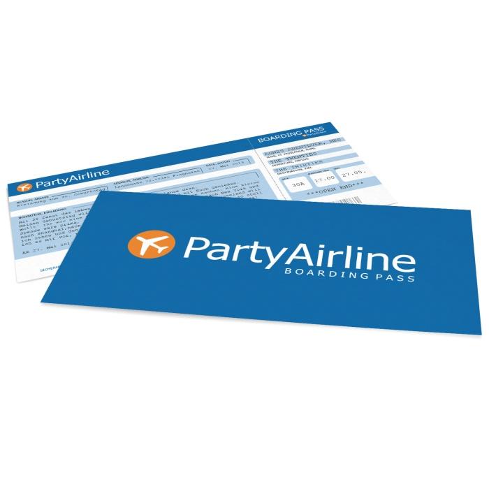 Geburtstagseinladungen als Flugticket für die Party-Airline