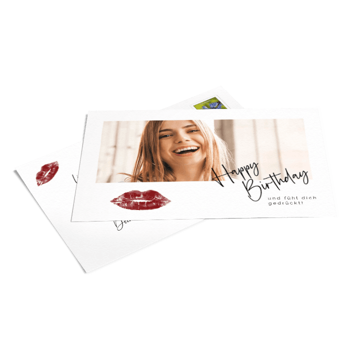 Glückwunschkarte zum Geburtstag mit Kussmund - online gestalten und weltweit verschicken lassen