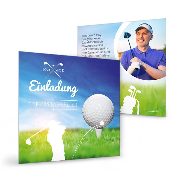 Golf Einladungen zum Geburtstag online selbst gestalten