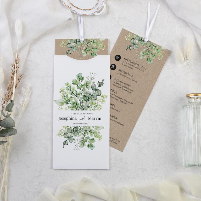Greenery Hochzeitseinladung im Aquarellstil und Eukalyptus