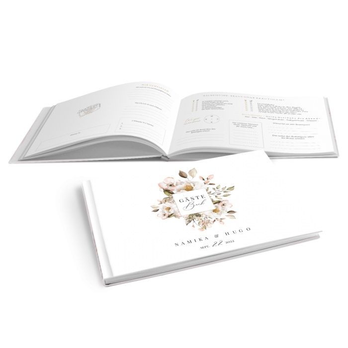 Hardcover Gästebuch mit romantischen Aquarellblumen - online selbst gestalten