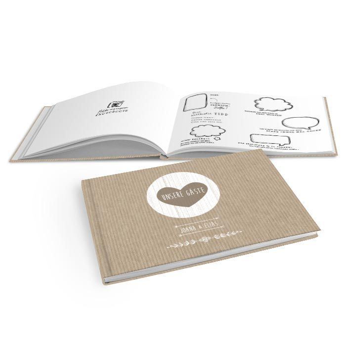 Hardcover Gästebuch zur Hochzeit im Packpapier-Design