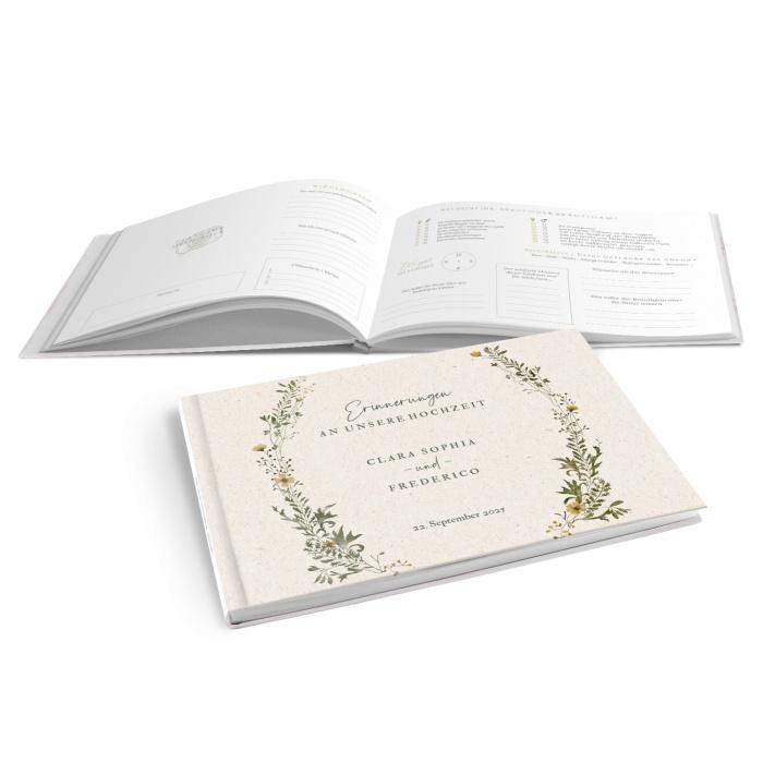 Hardcover Gästebuch zur Hochzeit mit Wiesenblumen - carinokarten
