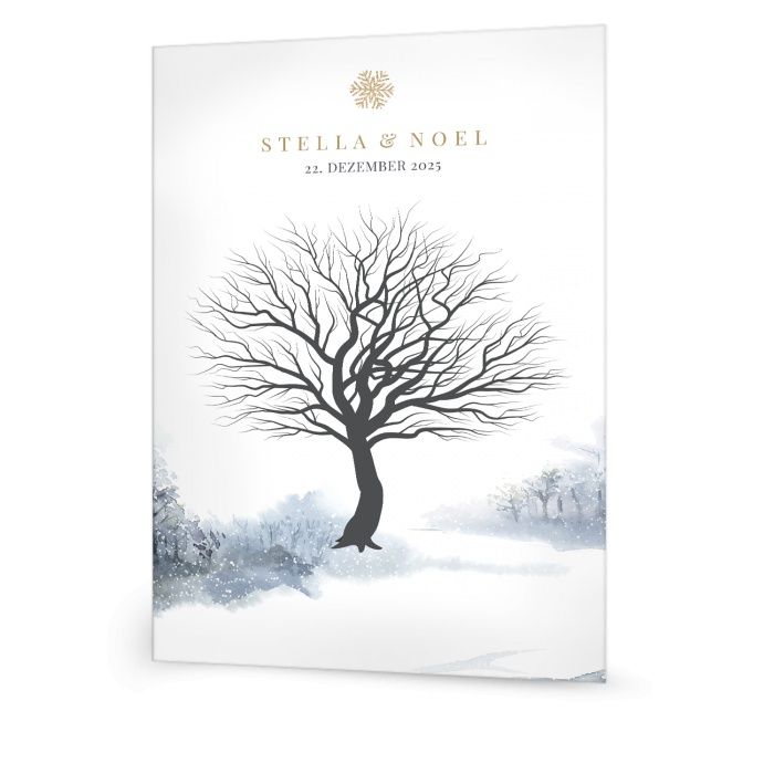 Hochzeitsbaum zur Winterhochzeit im Aquarelldesign - online selbst gestalten