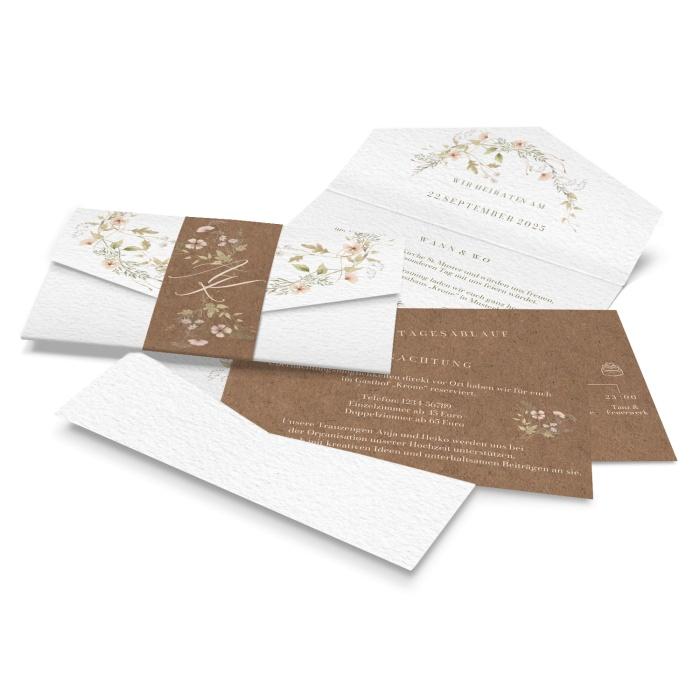 Hochzeitseinladung Pocket mit romantischen Wildblumen im Aquarelldesign