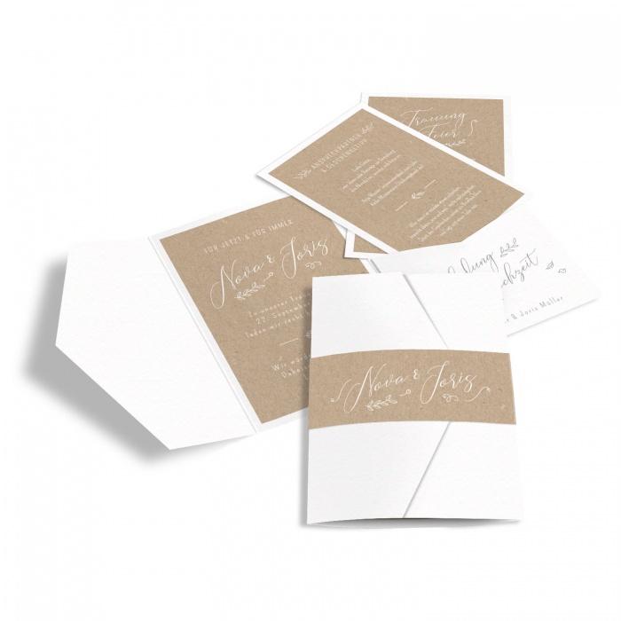 Einladung zur Hochzeit mit Kalligraphie als Pocket Fold