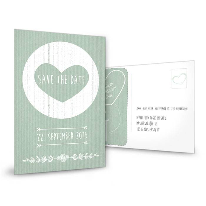 Personalisierbare Save the Date Karte in Packpapier-Optik