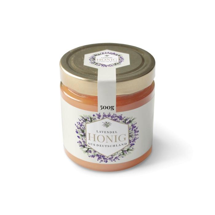 Etikett für Honiggläser mit Lavendelblüten
