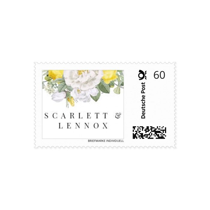 Individuelle Briefmarken mit euren Namen mit gelben Blumen