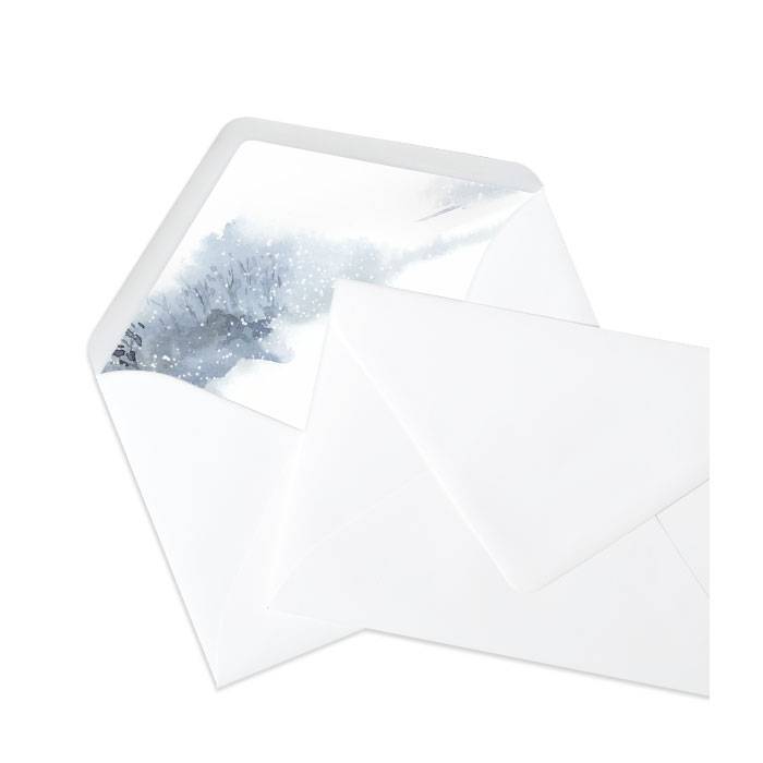 Innenfutter Briefumschlag mit Wintermotiv zur Hochzeit-Weiß