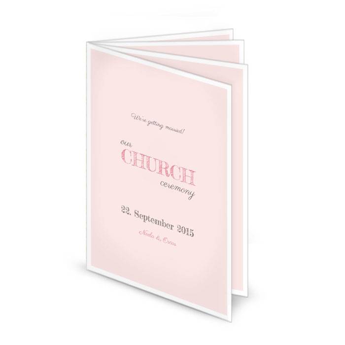 Modernes Kirchenheft zur Hochzeit in Rosa mit pinker Schrift