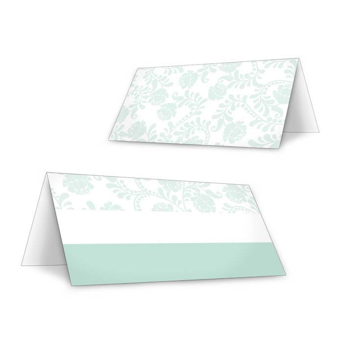 Tischkarte zur Hochzeit mit floralem Muster in Mint