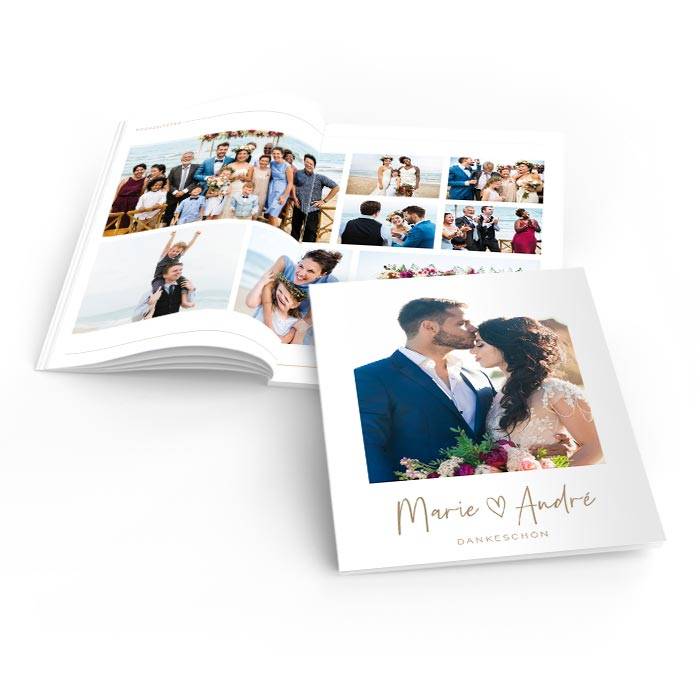 Moderne Danksagung zur Hochzeit als Fotobuch mit Softcover und großem Foto
