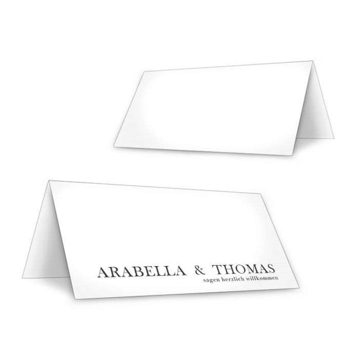Moderne Tischkarte für eure Black and White Hochzeit zum Beschriften
