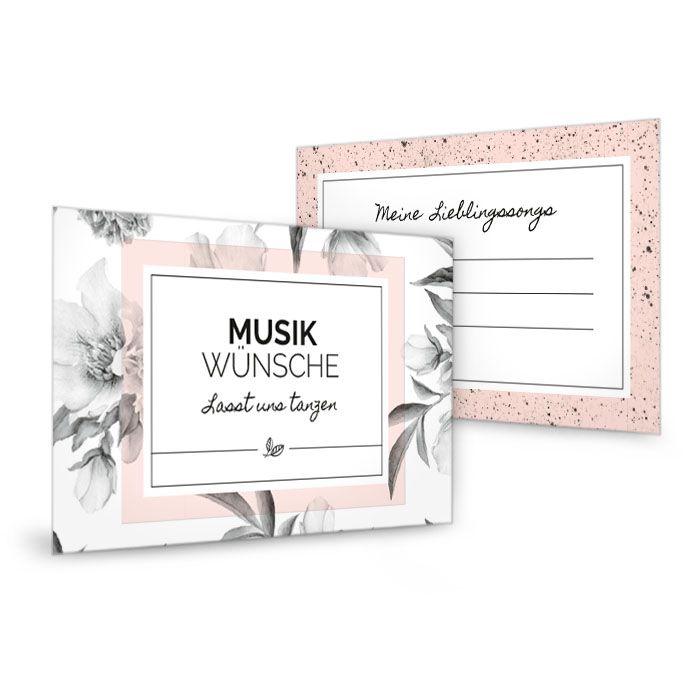 Musikwunschkarte zur Hochzeit im floralem Design