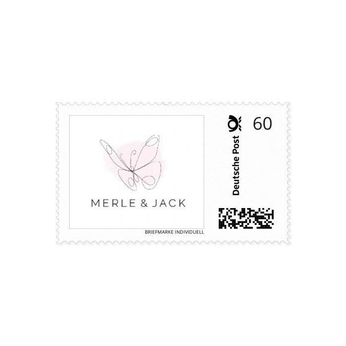 Persönliche Briefmarke mit elegantem Lineart Schmetterling