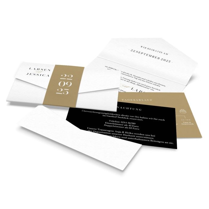 Pocketfold als Hochzeitseinladung im Schwarz Weiß Design