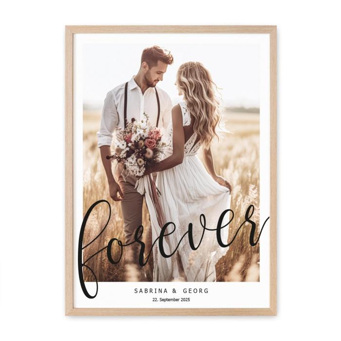 Poster zur Hochzeit mit grossem Foto und Schriftzug - online selbst gestalten
