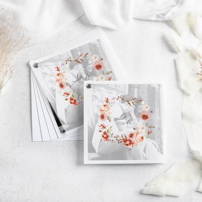 Romantische Hochzeitseinladung mit Transparentpapier und roten Aquarellblumen - 9seitig