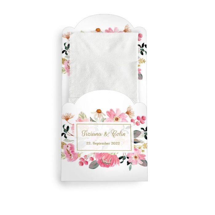 Romantische Taschentuchhülle für Freudentränen mit bunten Aquarellblumen