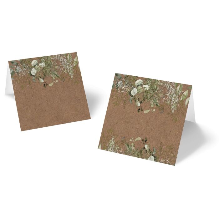 Rustikale Tischkarte in Kraftpapieroptik im greenery Stil zum Beschriften
