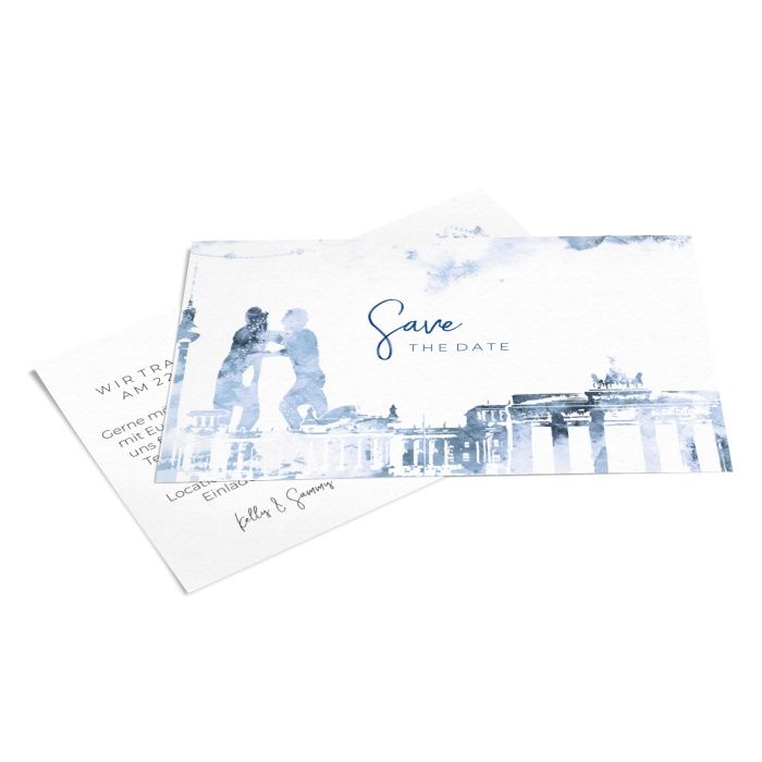 Save the Date Postkarte mit Skyline Design von Berlin