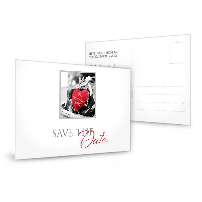 Schlichte Save the Date Karte in Weiß mit individuellem Foto