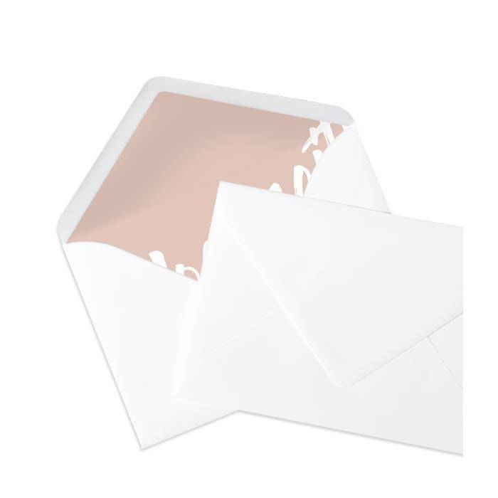 Weißer Briefumschlag mit schlichtem Inlay in Rosa