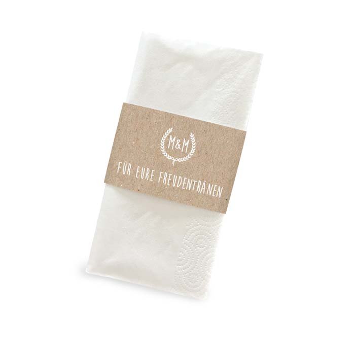 Banderole für Freudentränen Taschentücher im Kraftpapierstil