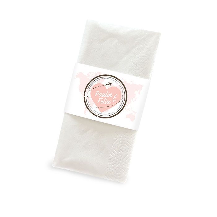 Banderole für Taschentücher im Reisedesign mit Herzicon in Rosa