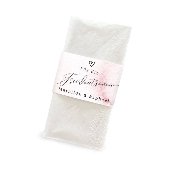 Banderole für Freudentränen Taschentücher mit rosa Aquarell