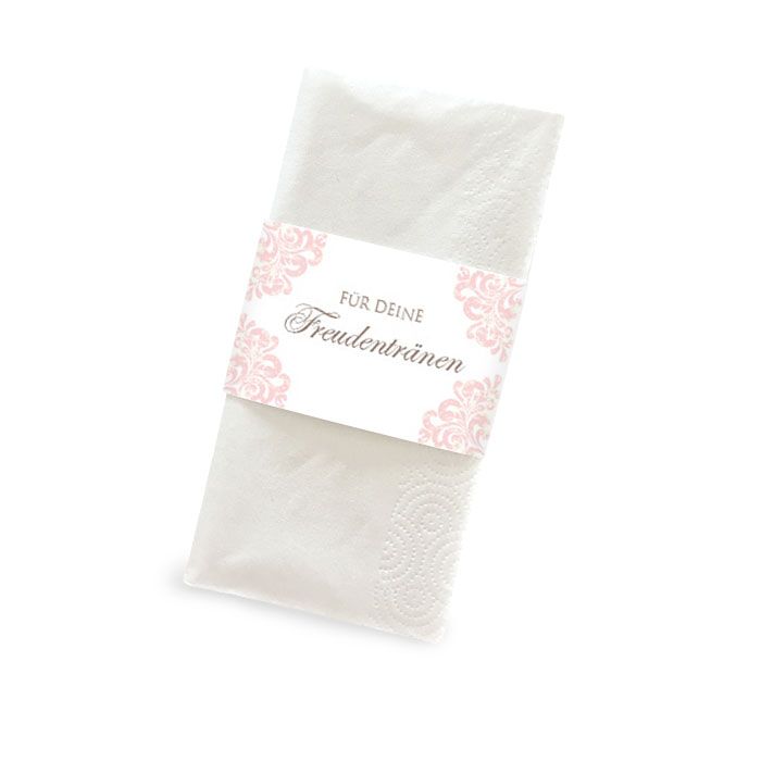 Elegante Banderolen in Rosa für Freudentränen Taschentücher
