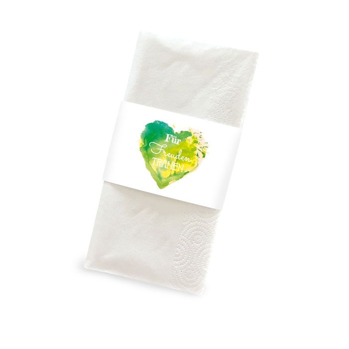 Banderole für Freudentränen Taschentücher mit Watercolorherz