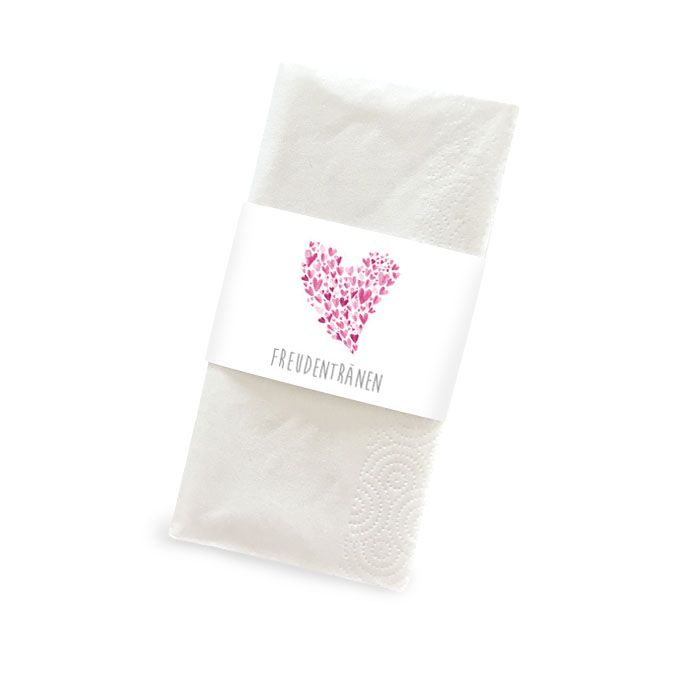 Banderolen für Freudentränen Taschentücher mit rosa Herzen