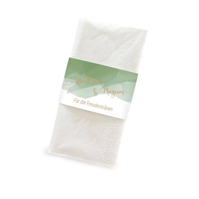 Banderole für Taschentücher mit Aquarelldesign in Grün
