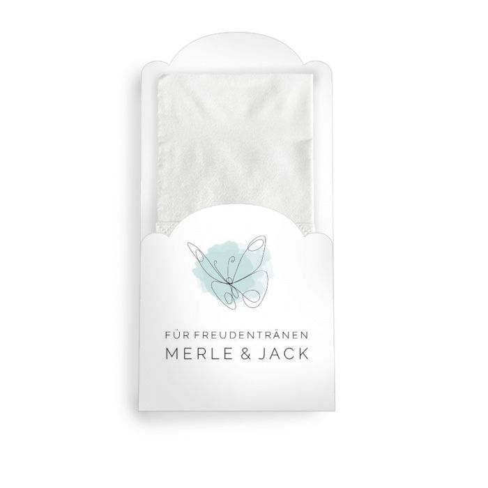 Taschentuchhülle für Freudentränen mit elegantem Lineart Schmetterling in Grün