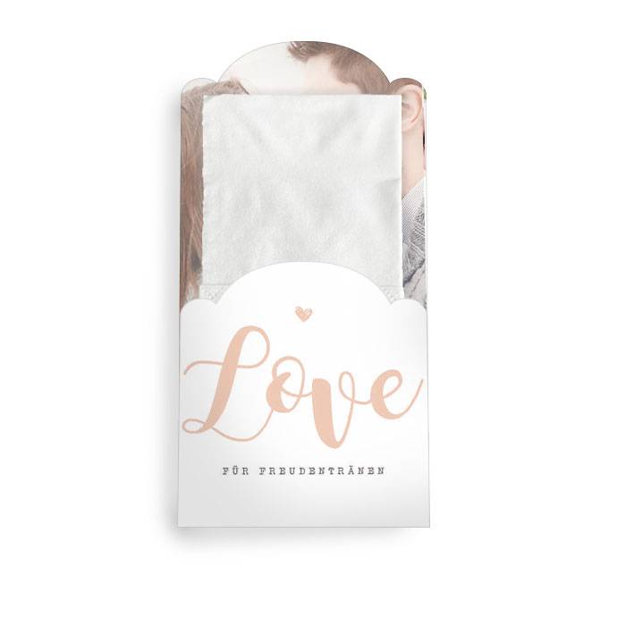 Taschentuchhülle für Freudentränen mit Foto und Love Schriftzug