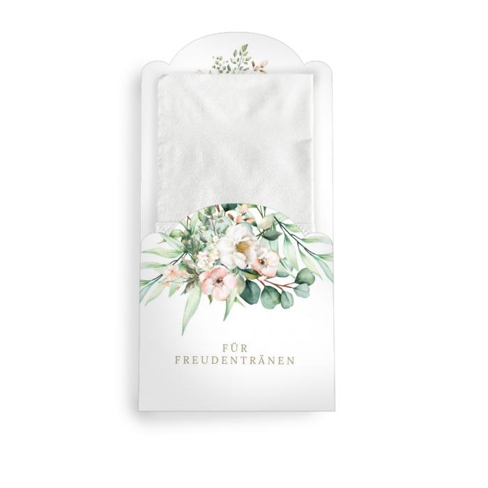 Taschentuchhülle im Greenery Stil mit Eukalyptus und Aquarellblumen