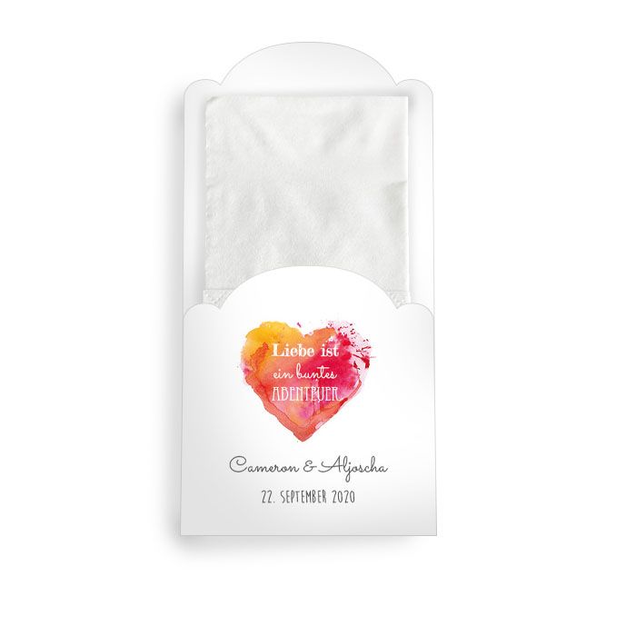 Hülle für Freudentränen Taschentücher mit Watercolor Herz