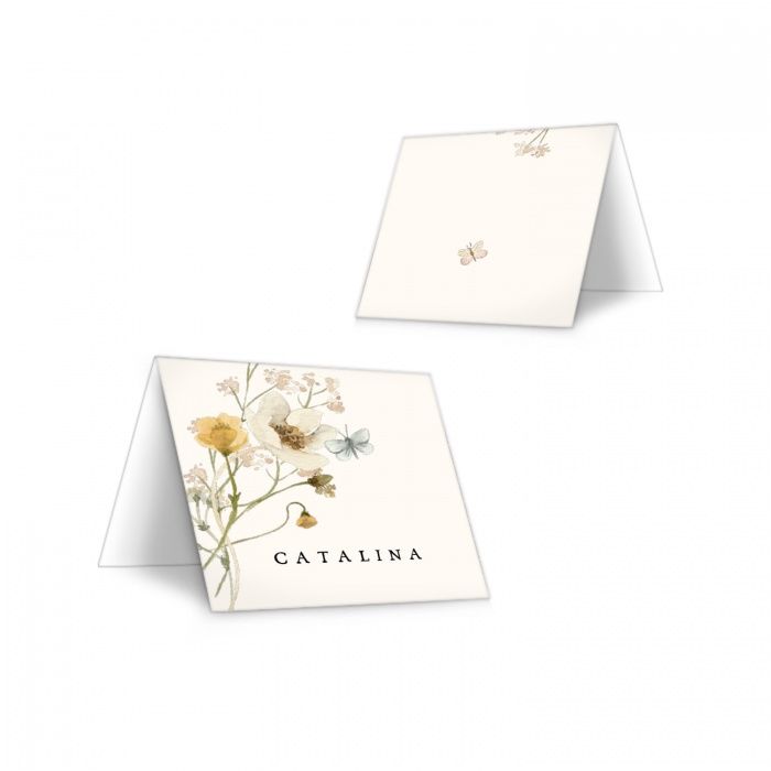 Tischkarte für eure Romantikhochzeit mit Wildblumen - personalisierbar