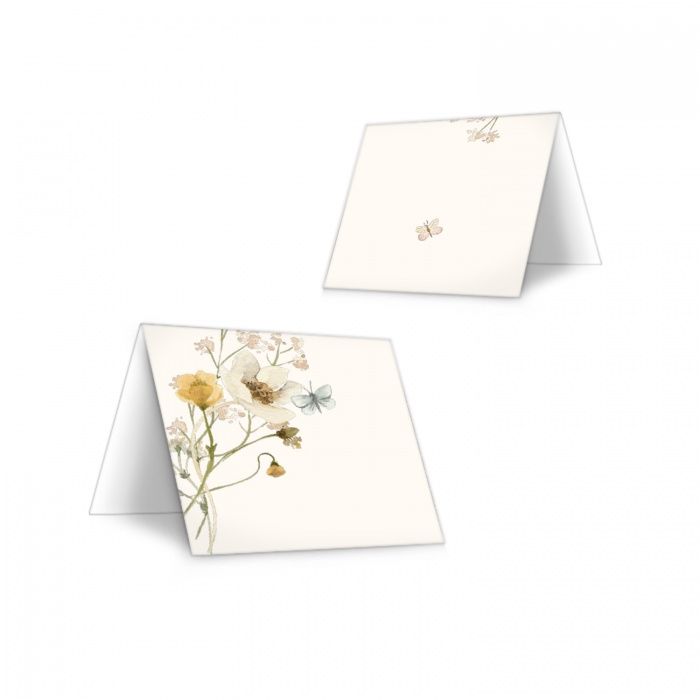 Tischkarte für eure Romantikhochzeit mit Wildblumen - zum Beschriften