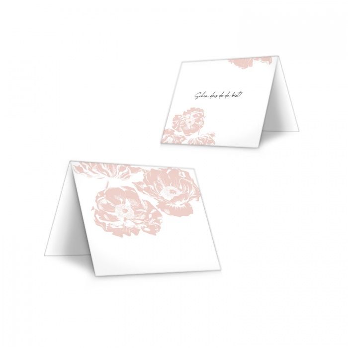 Tischkarte in Rosa für eure Hochzeit im romantischen Design zum Beschriften