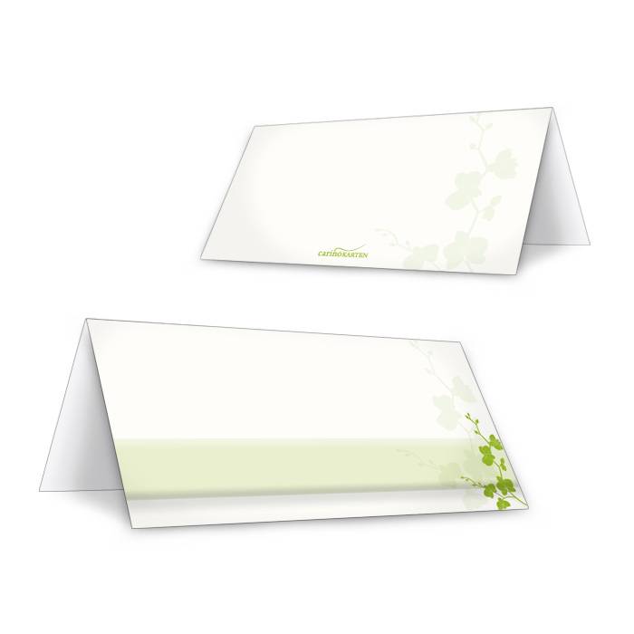 Tischkarte zur Hochzeit in Hellgrün mit floralem Muster