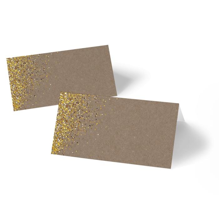 Rustikale Tischkarte zur Goldhochzeit mit Goldregen