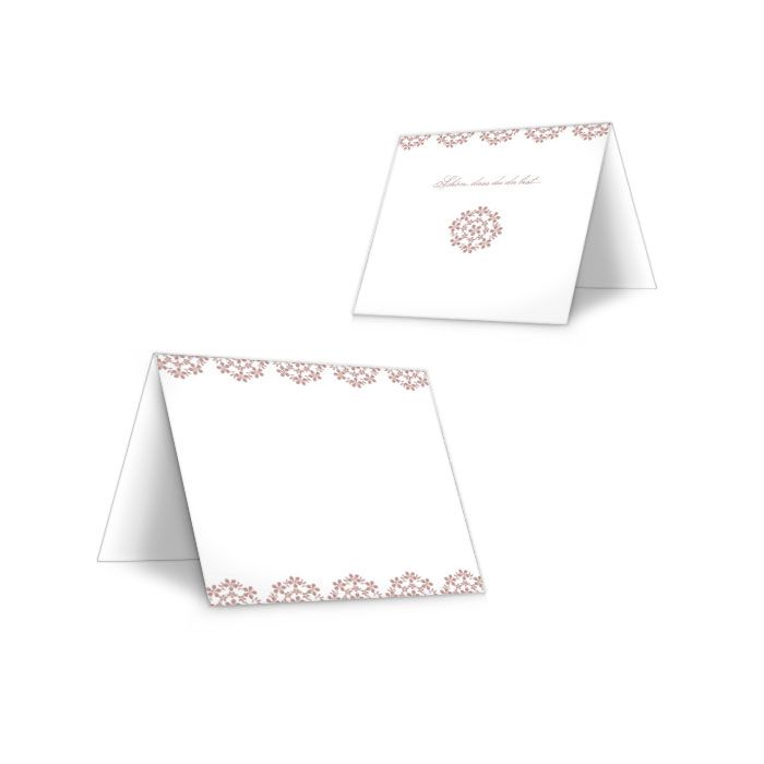 Tischkarten zur Hochzeit mit zarten Blumen in Rosa