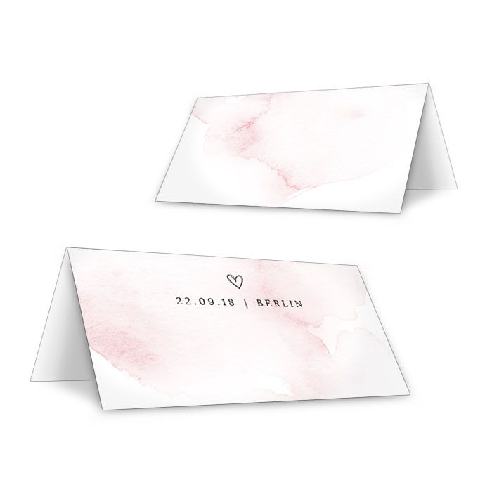 Elegante Tischkarten zur Hochzeit mit rosa Watercolor Design